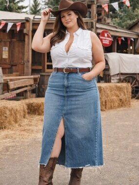 Reitmans Denim Maxi Skirt | Size 32 | High-Rise